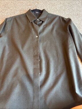 Theory Men's Dark Green Button-Front Dress Shirt